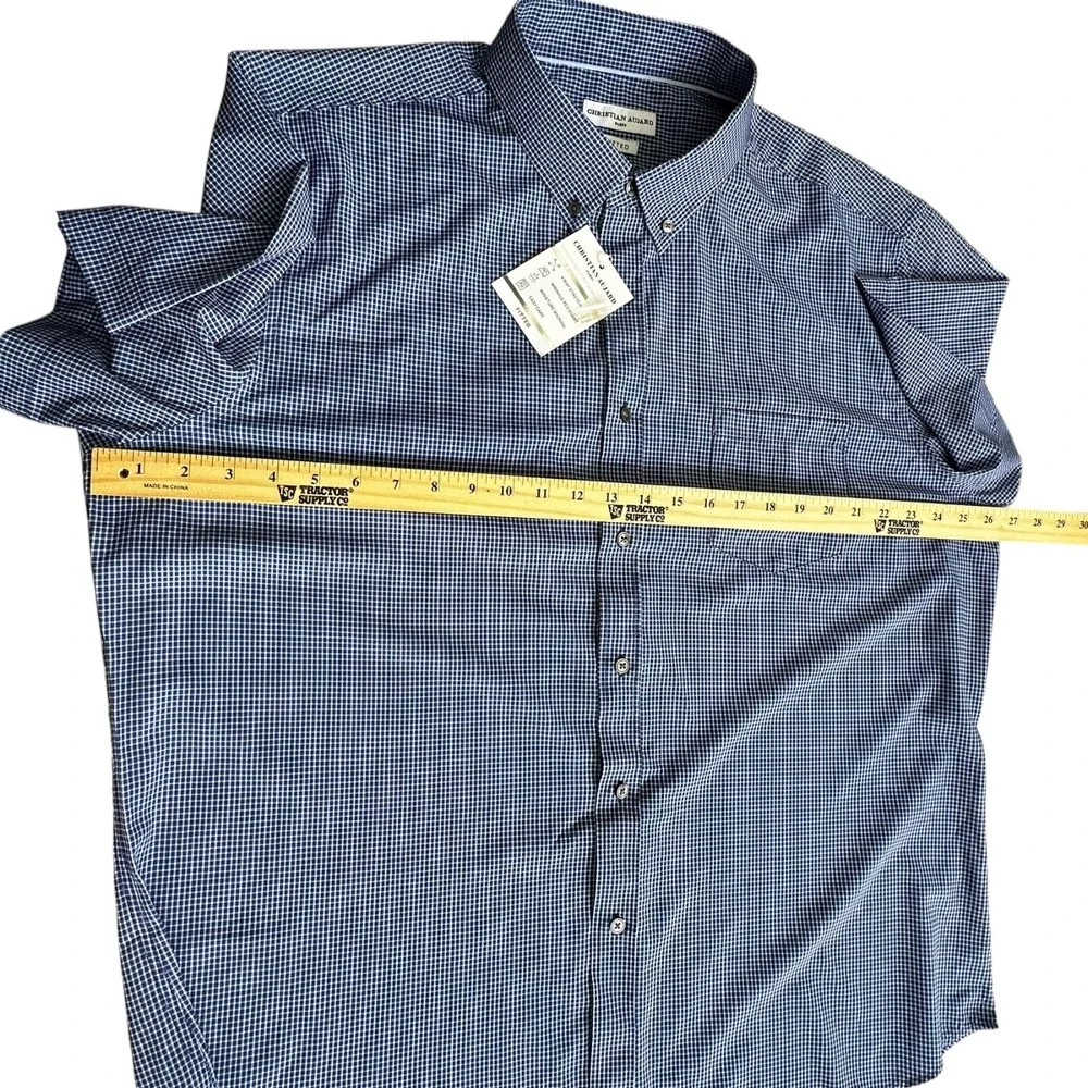Christian Aujard Fitted Shirt 4-Way Stretch Wrinkle‎ Resistant Blue Size XL - Picture 9 of 15